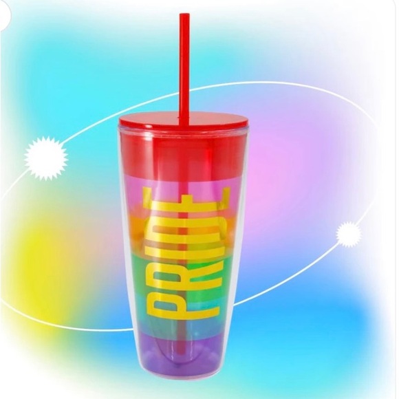 Pride LGBTQ Rainbow Travel Tumbler 22 oz Double-Wall Acrylic Straw and Lid New - Picture 3 of 4